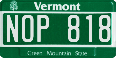 VT license plate NOP818