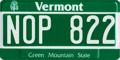 VT license plate NOP822