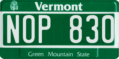 VT license plate NOP830