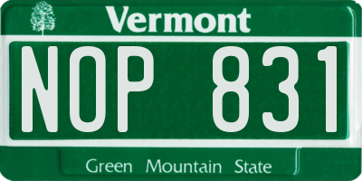 VT license plate NOP831