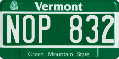 VT license plate NOP832