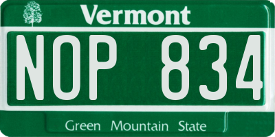 VT license plate NOP834