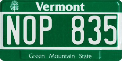 VT license plate NOP835