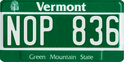 VT license plate NOP836