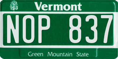 VT license plate NOP837