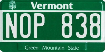 VT license plate NOP838