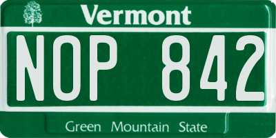 VT license plate NOP842