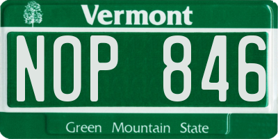 VT license plate NOP846