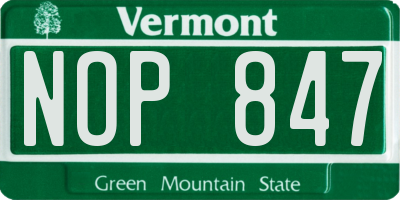 VT license plate NOP847