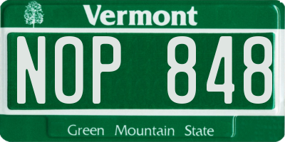 VT license plate NOP848