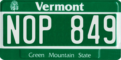 VT license plate NOP849