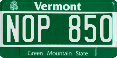 VT license plate NOP850