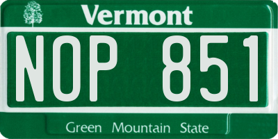VT license plate NOP851