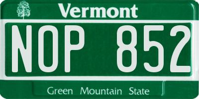 VT license plate NOP852