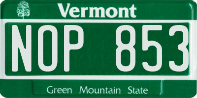 VT license plate NOP853