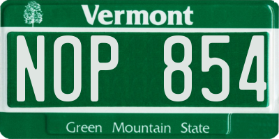 VT license plate NOP854