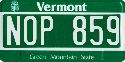 VT license plate NOP859