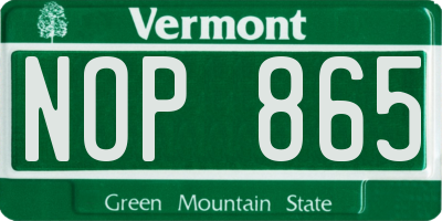 VT license plate NOP865