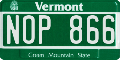 VT license plate NOP866