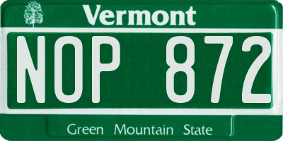 VT license plate NOP872