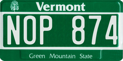 VT license plate NOP874