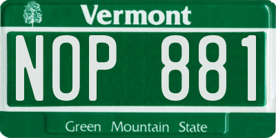 VT license plate NOP881