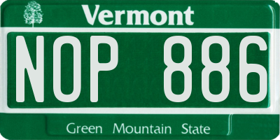 VT license plate NOP886