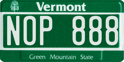 VT license plate NOP888
