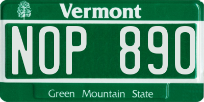 VT license plate NOP890
