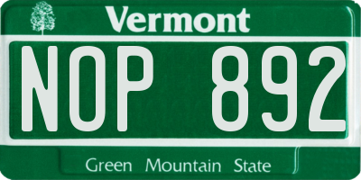 VT license plate NOP892