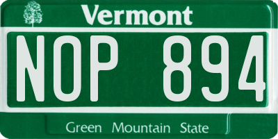 VT license plate NOP894