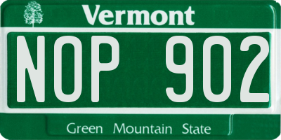 VT license plate NOP902