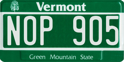 VT license plate NOP905