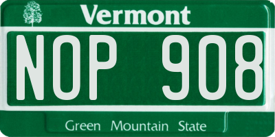 VT license plate NOP908