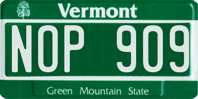 VT license plate NOP909