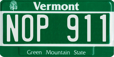 VT license plate NOP911