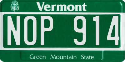 VT license plate NOP914