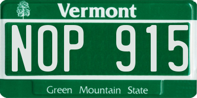 VT license plate NOP915