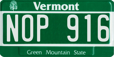 VT license plate NOP916