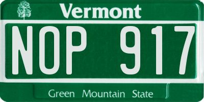 VT license plate NOP917
