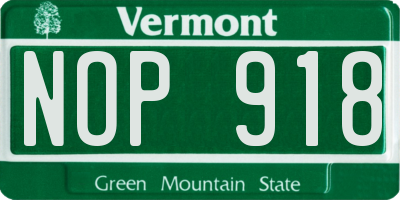 VT license plate NOP918