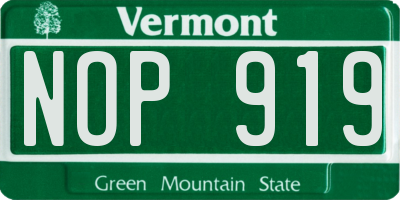 VT license plate NOP919
