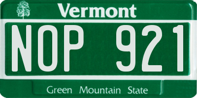 VT license plate NOP921