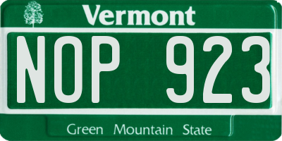 VT license plate NOP923
