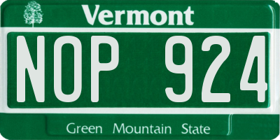 VT license plate NOP924