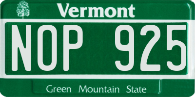VT license plate NOP925