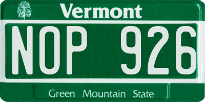 VT license plate NOP926