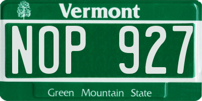 VT license plate NOP927