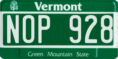 VT license plate NOP928