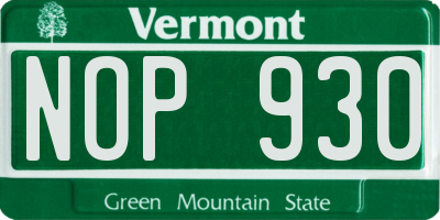 VT license plate NOP930